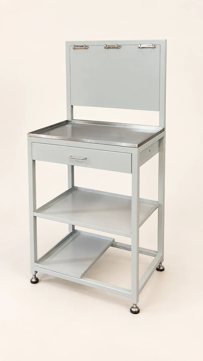 Compact white station with small upper panel — AI-cleaned product photograph