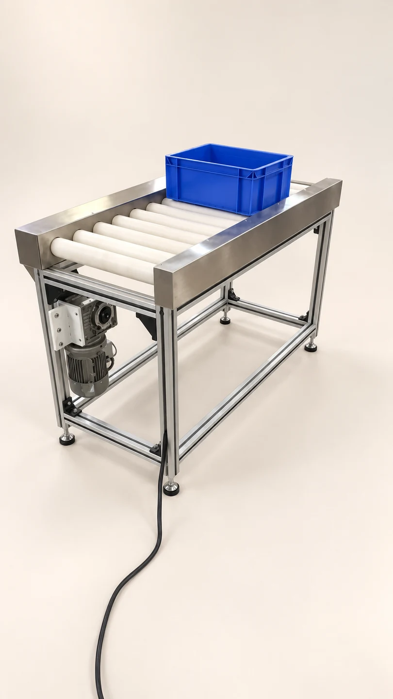 Nylon Roller Motorized Conveyor — AI-cleaned product photograph