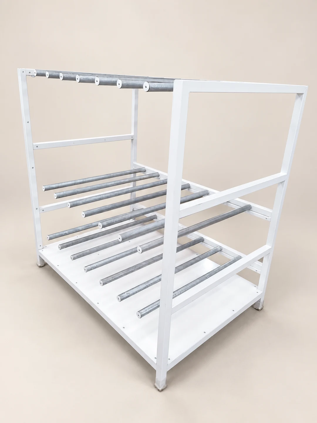 White rack with shallow upper rails — AI-cleaned product photograph